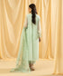 Women's Eid Sea Green Embroidered Net Unstitched Shirt Dupatta